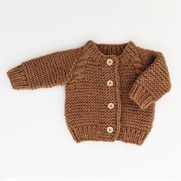 Pecan Garter Stitch Cardigan For Babies and Toddlers – Misto Lino