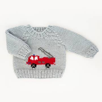 Fire Engine Crewneck Sweater For Baby and Toddler