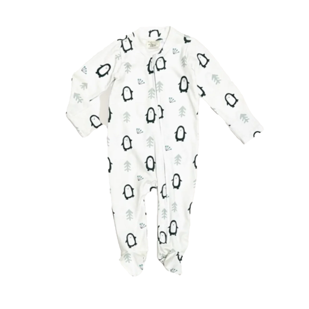 Penguin Zipper Footie Romper