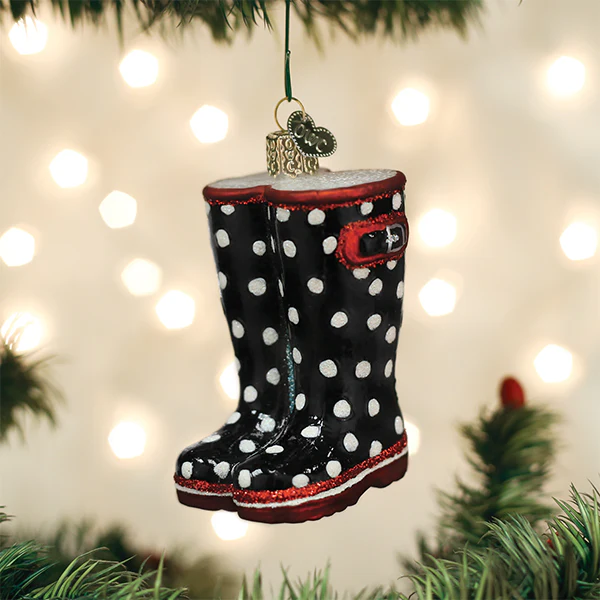 Polka Dot Rubber Boots Ornament