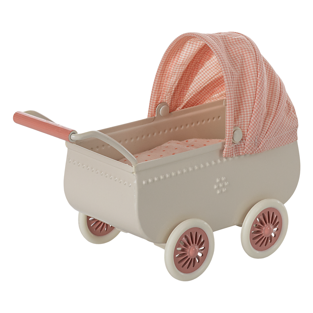 Maileg - Pram, Mouse - Coral