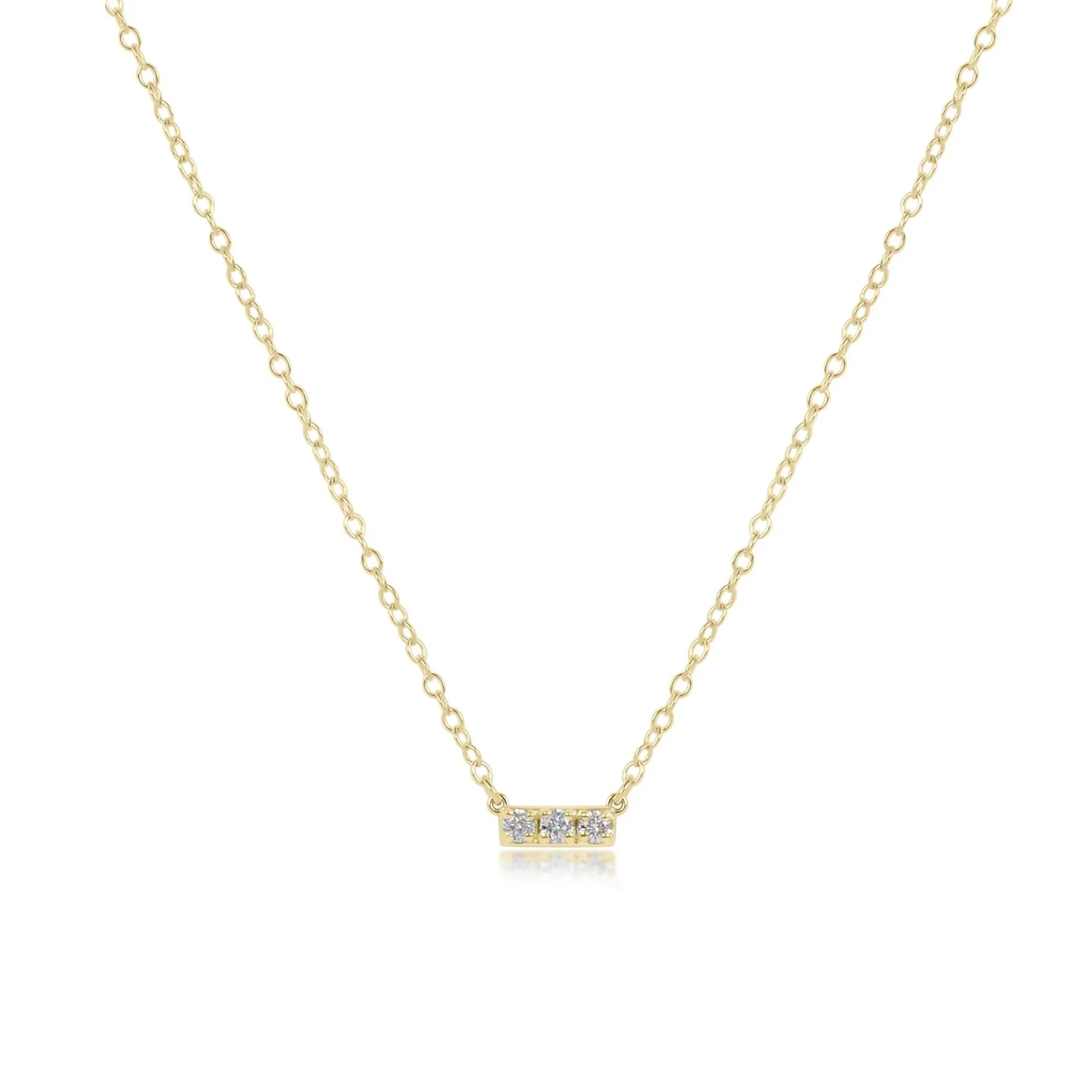 Adjustable 14KT Gold And Diamond 3 Diamond Bar Significance Necklace