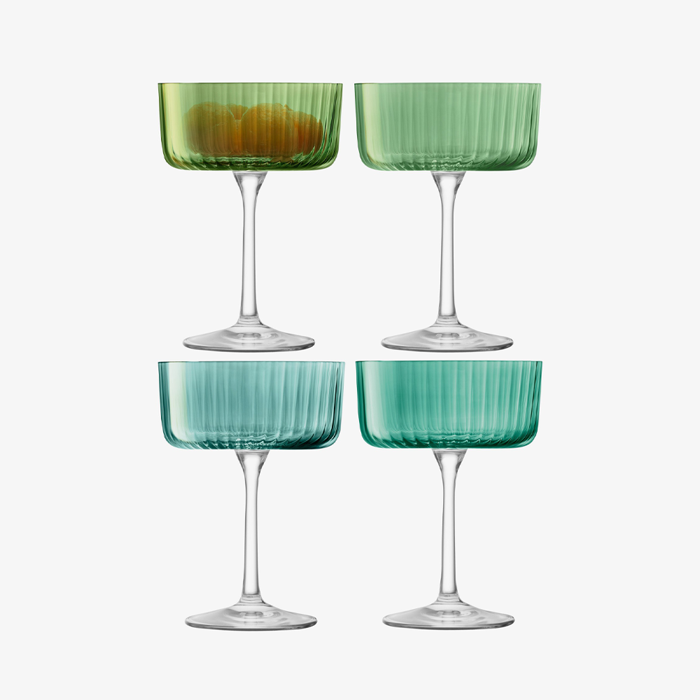 Jade Gem Champagne Coup Cocktail Glasses Set of Four