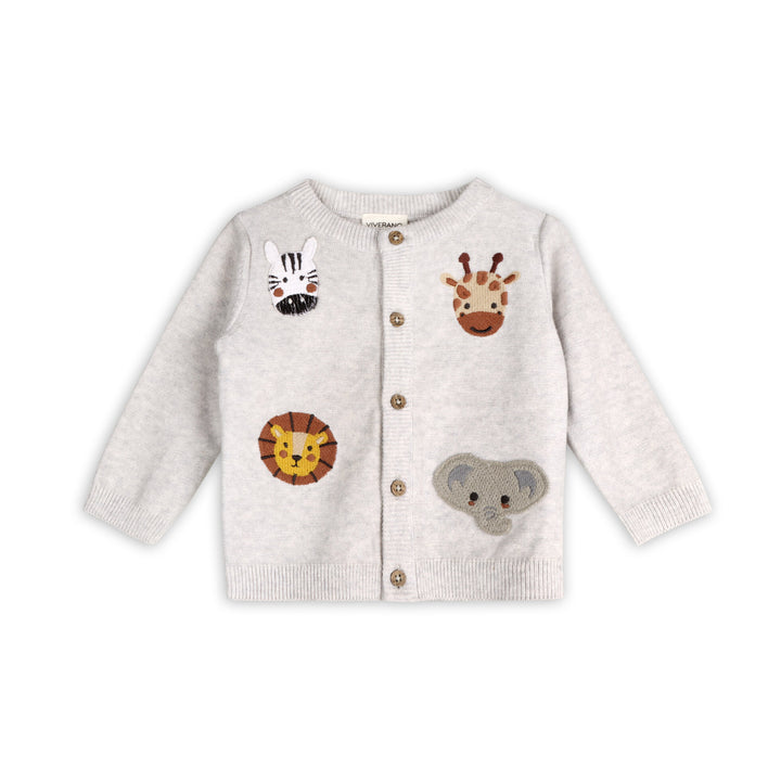 Organic Cotton Animal Friends Embroidered Baby Cardigan Sweater