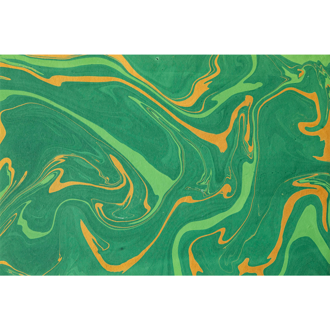Green & Gold Vein Marbled Paper placemats Pad of 12