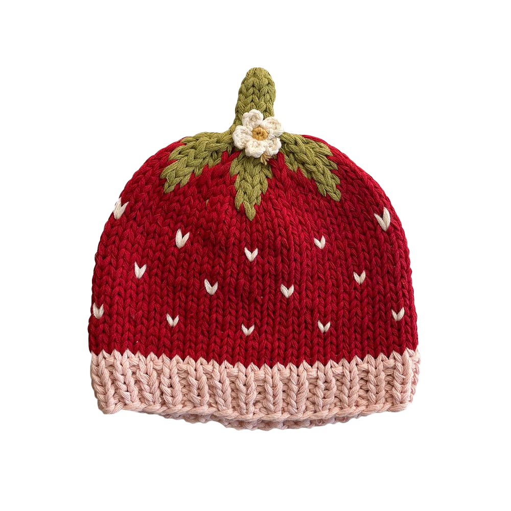Addie Strawberry Hand-Knit Baby Hat