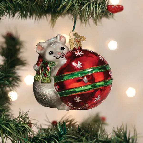 Playful Christmas Mouse Ornament