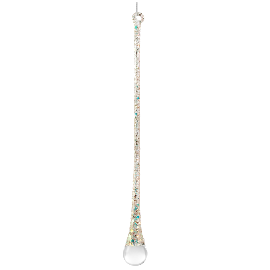 Multi Colored Glitter Glass Drop Ornament