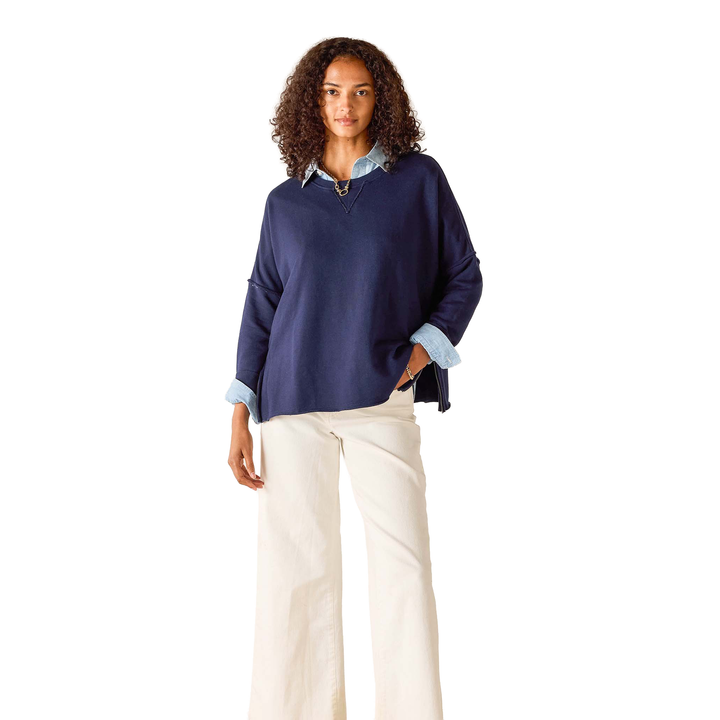 Frenchie Side Zip Crewneck Cadet Blue