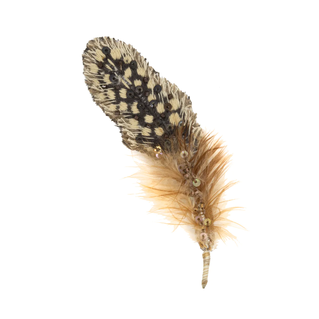 Guinea Feather Brooch Pin