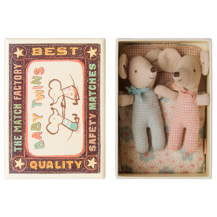 Maileg - Baby Twins in Matchbox - Checker
