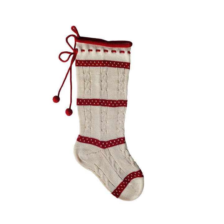 CABLE KNIT STOCKING W/ LACED TOP