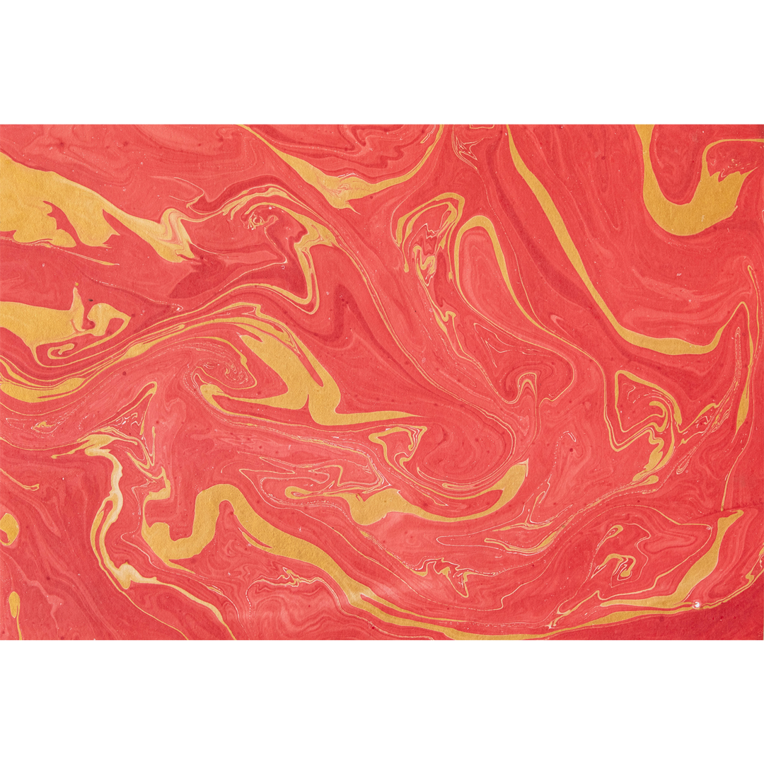 Red & Gold Vein Marbled Paper placemats Pad of 12