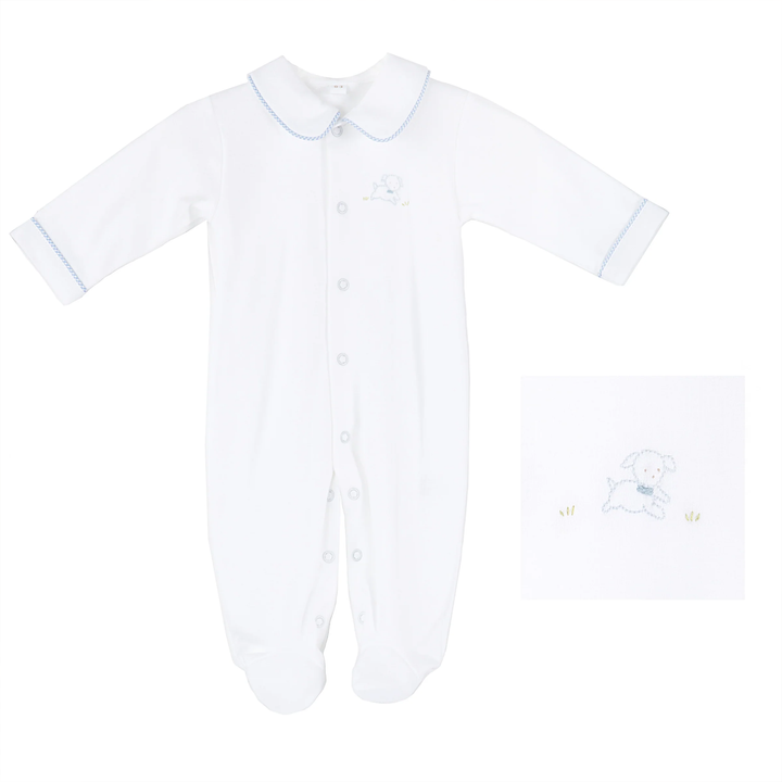 Baby Puppy Cotton Knit Footie Blue