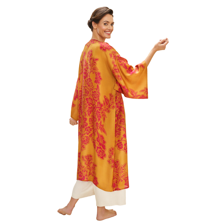 Tapestry Kimono Gown Mustard