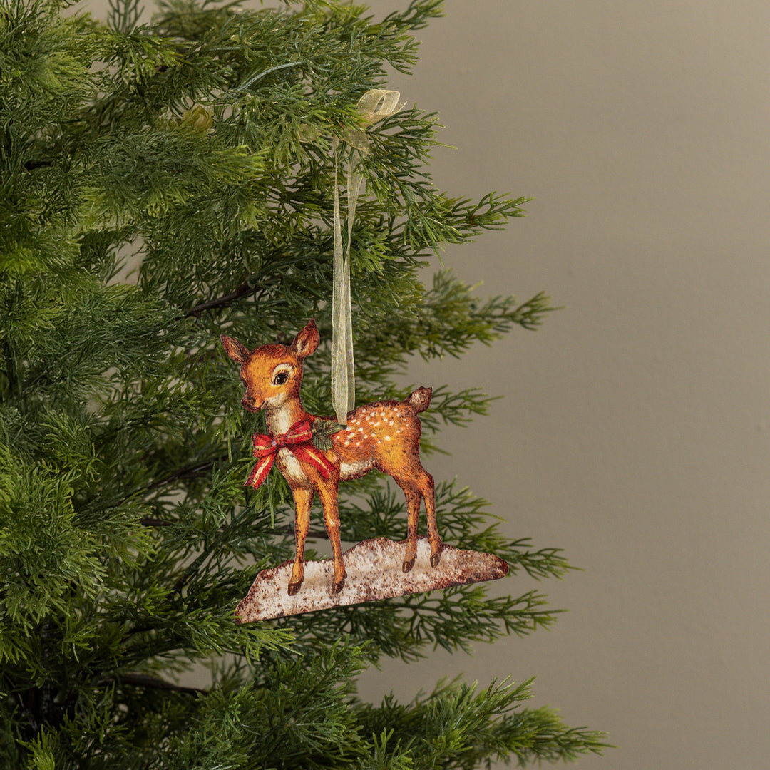 Holly Metal Reindeer Ornament