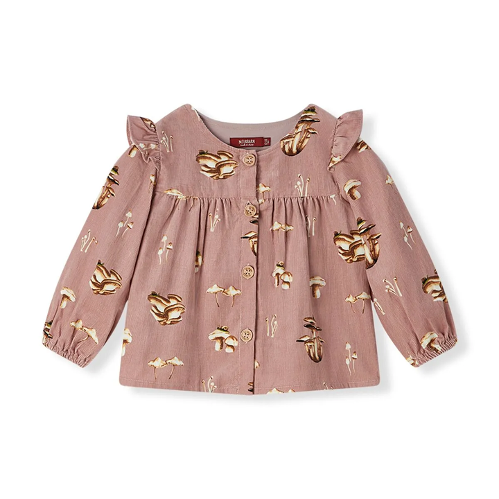 Organic Corduroy Long Sleeve Top Mushroom