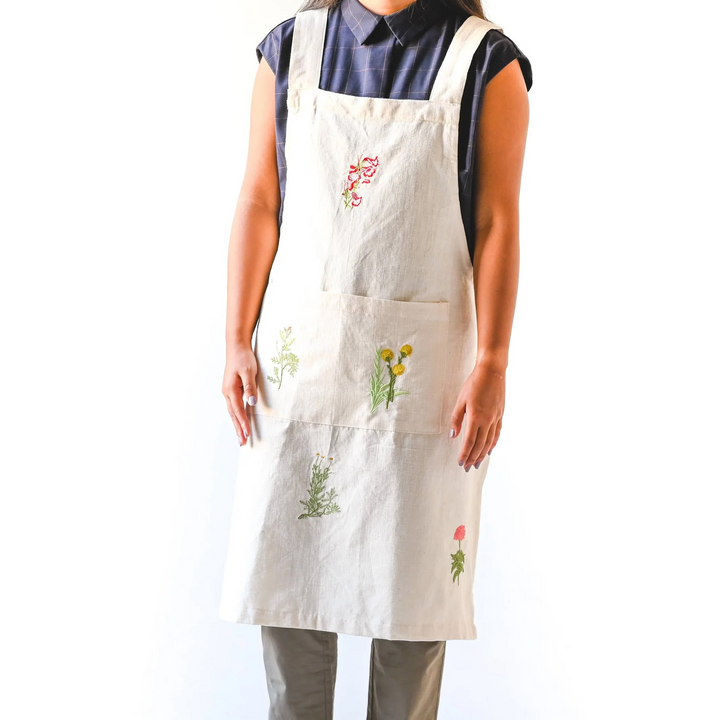 Botanical Embroidered Apron