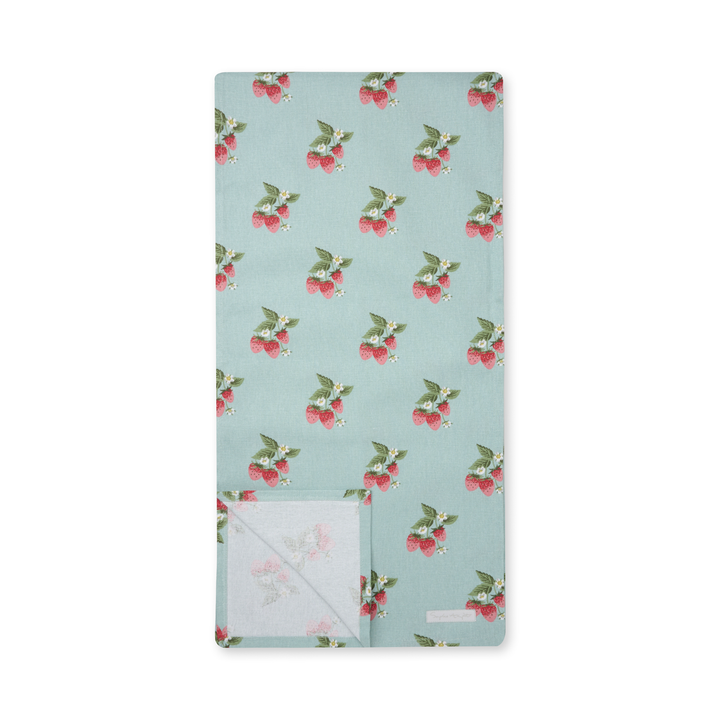 Strawberries Blue Table Runner 14" x 110"