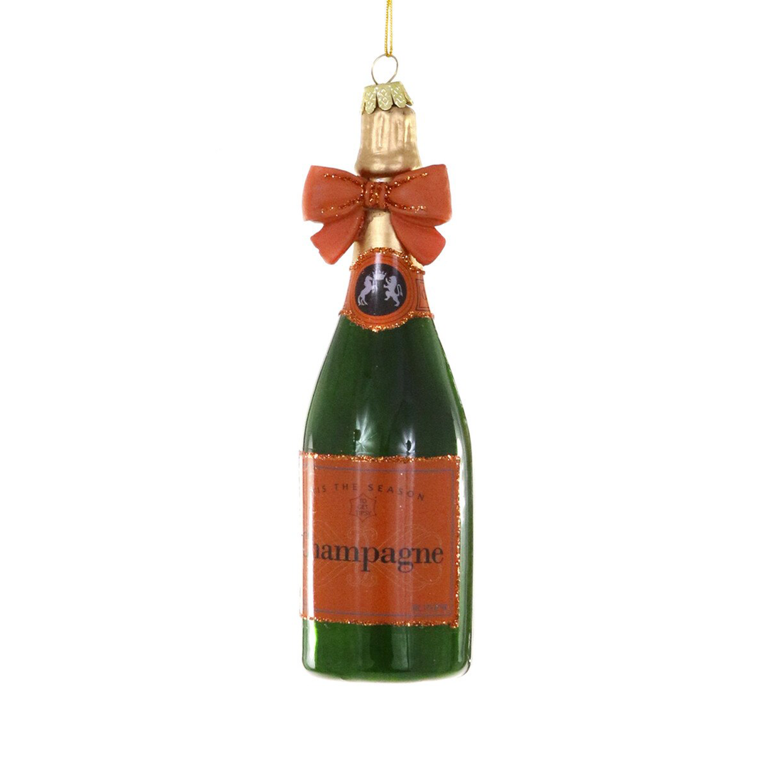 Champagne With Orange Bow Ornament