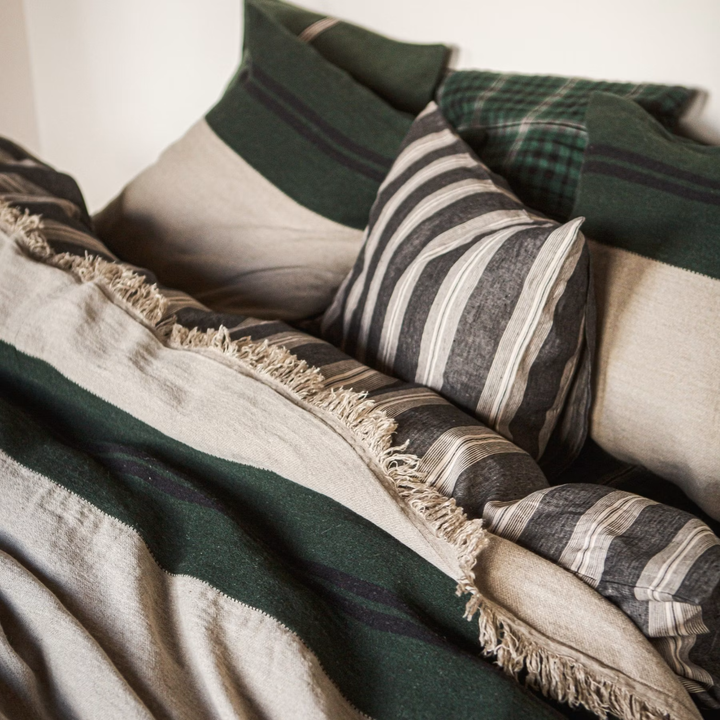 Libeco Omaha Green Stripe Throw