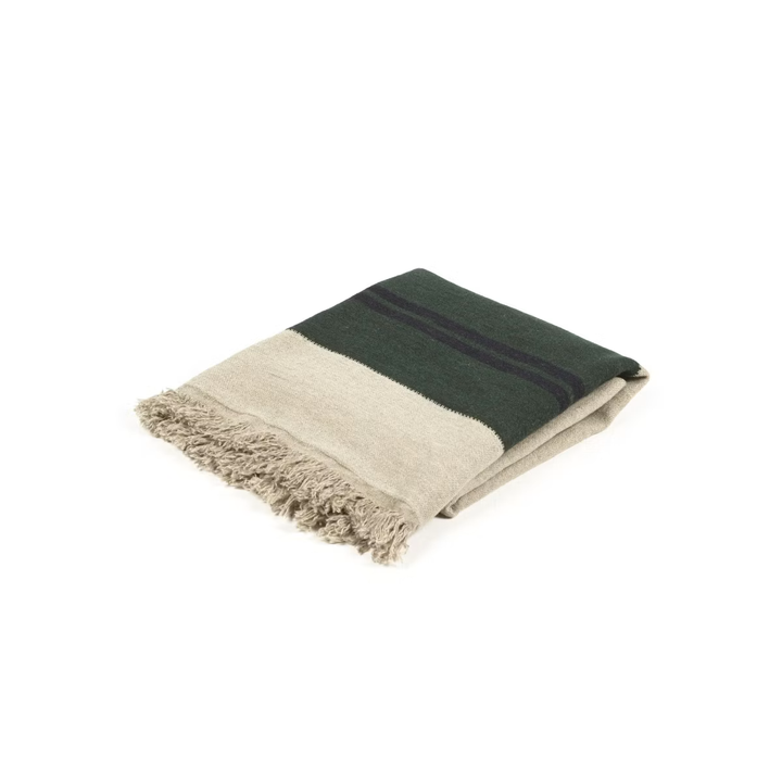 Libeco Omaha Green Stripe Throw