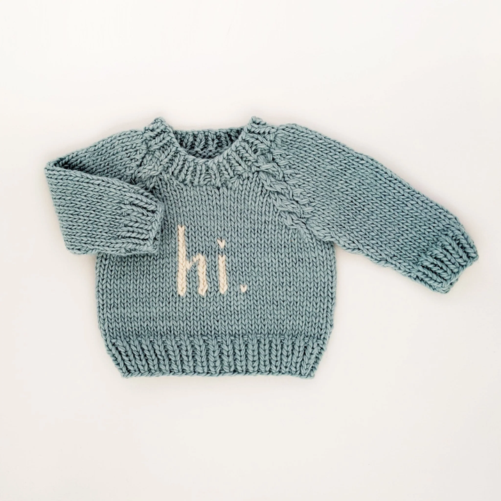 HI Crewneck Sweater For Baby and Toddler In Surf
