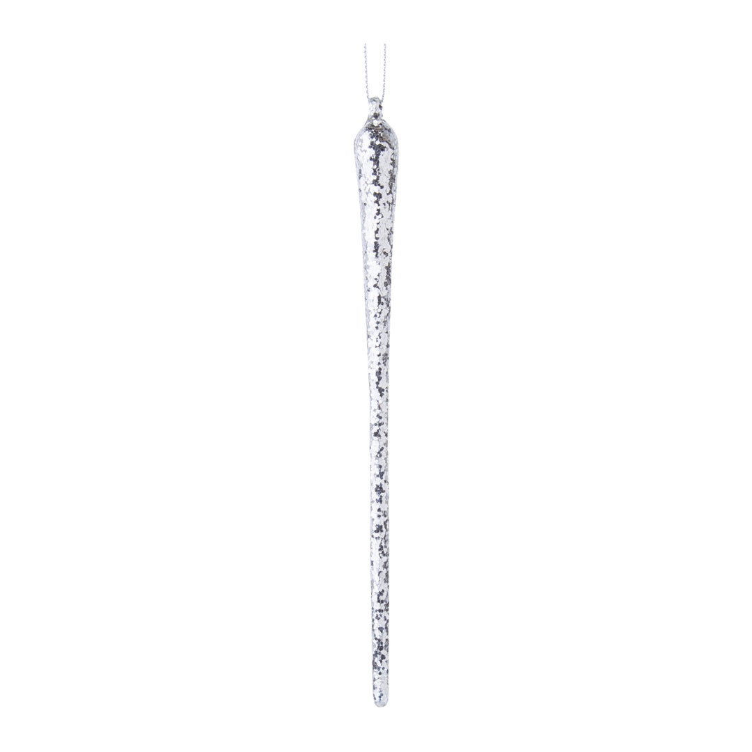 Icicle Platinum Silver Glitter Ornament