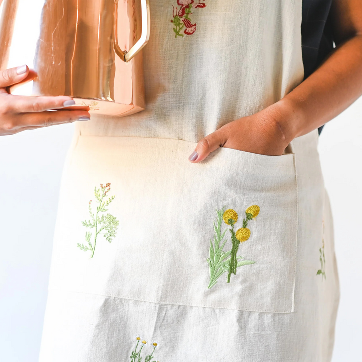 Botanical Embroidered Apron
