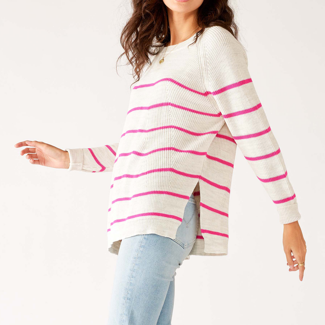 Camden Boatneck Sweater Tickle Pink Stripe O/S
