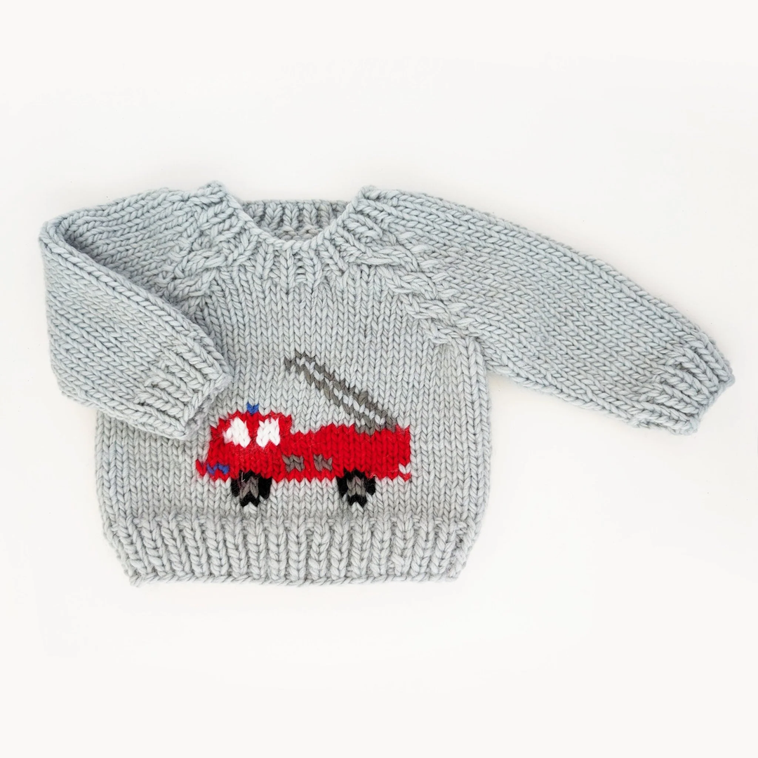 Fire Engine Crewneck Sweater For Baby and Toddler