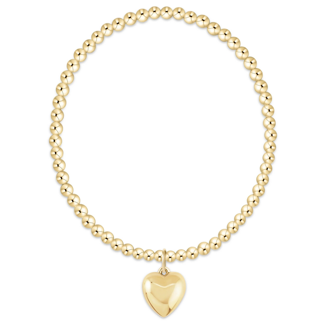 Classic Gold 3mm Bracelet Love Plush Charm