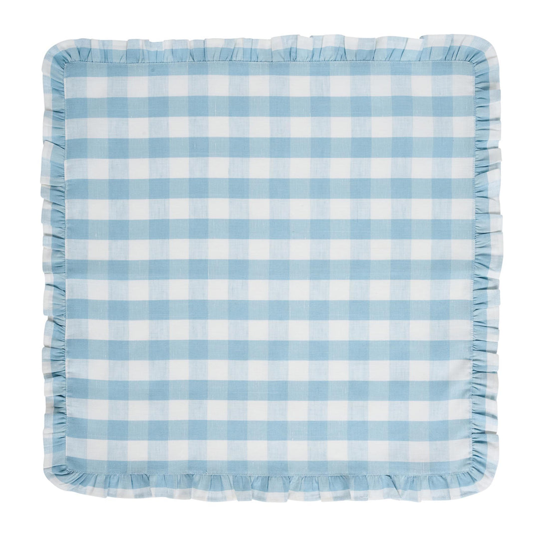 Gingham Ruffle Napkins Set Of 4 In Ocean
