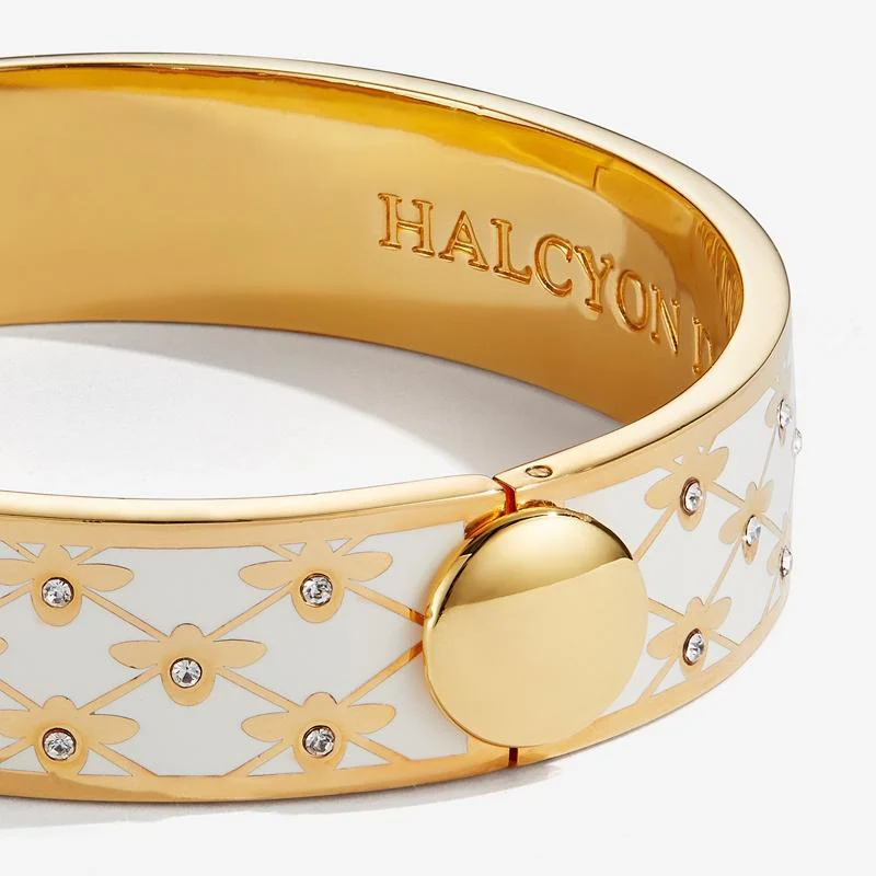 Bee Sparkle Trellis Cream &amp; Gold Bangle