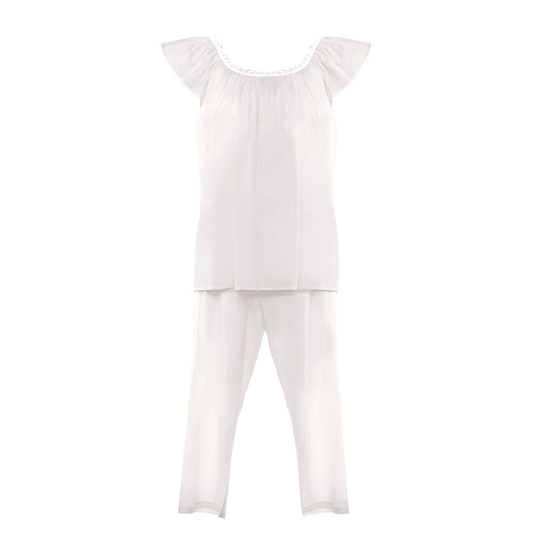 Julia Cotton Pajamas White