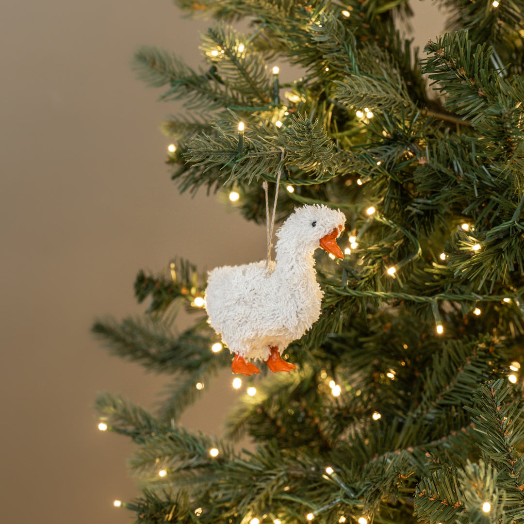 Standing Fluffy Goose Ornament
