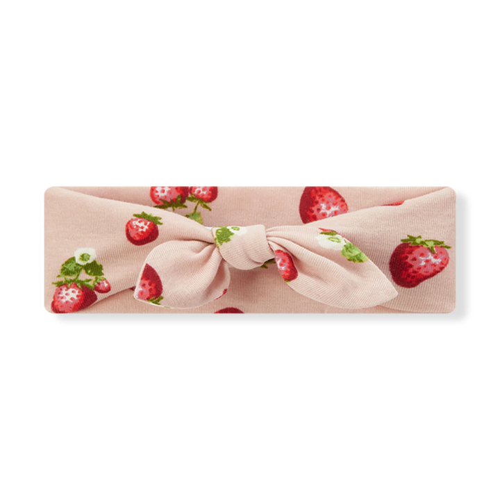 Organic Cotton Knotted Headband Strawberry 0 - 6 Months