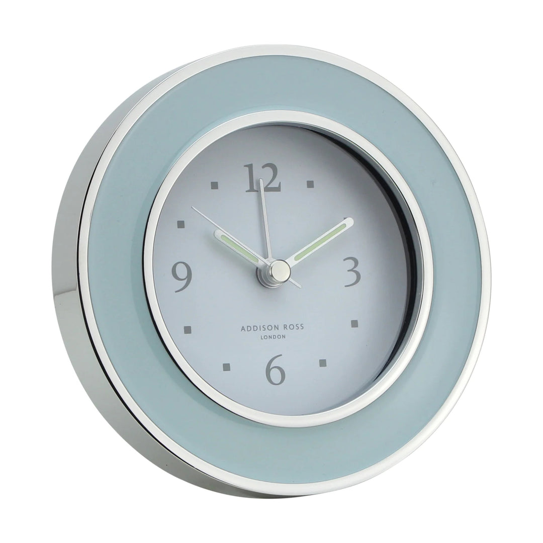 Powder Blue Enamel & Silver Alarm Clock