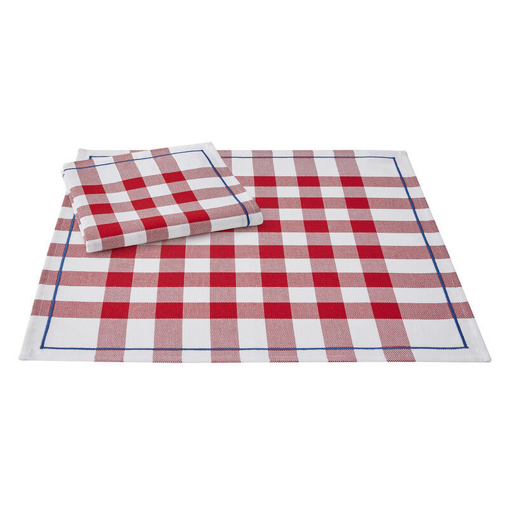 Bistrot Français Elysée Cotton Red Napkins Set of 2