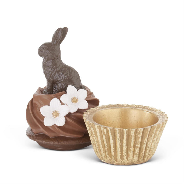 Resin Chocolate Bunny Cupcake Container