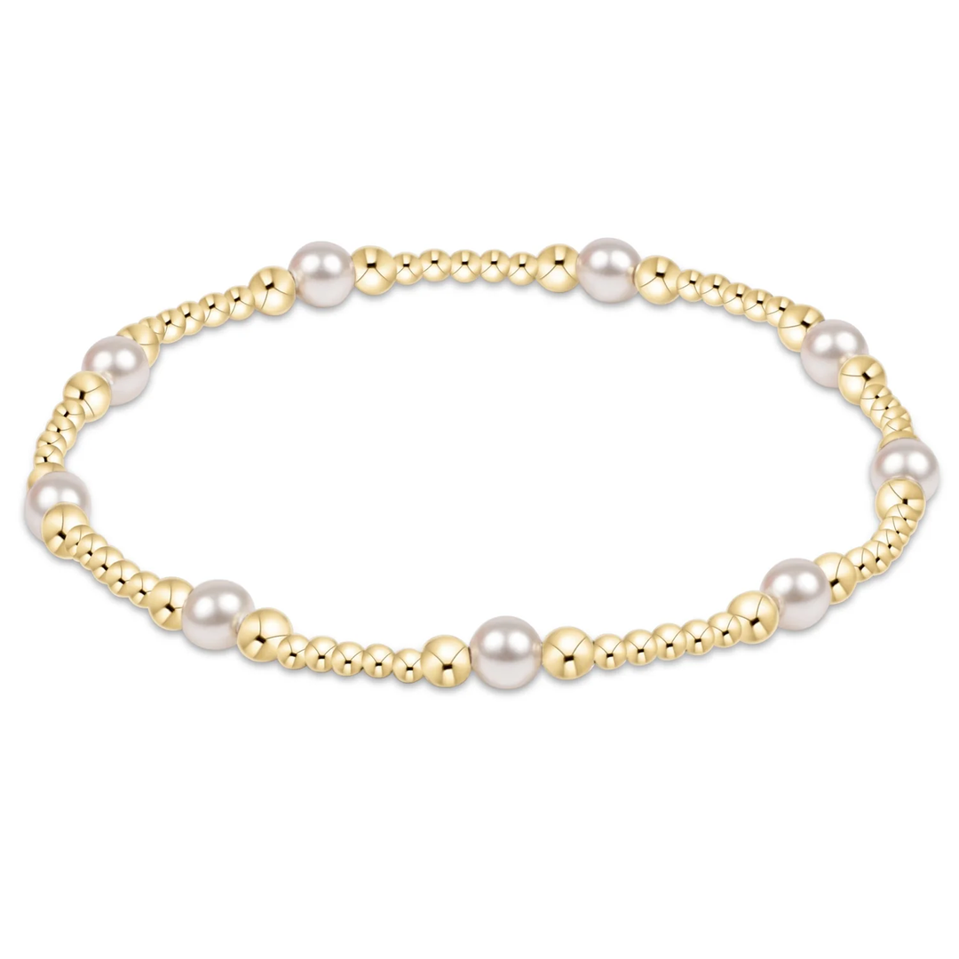 Classic Purpose Pattern 4mm Bead Bracelet - Pearl