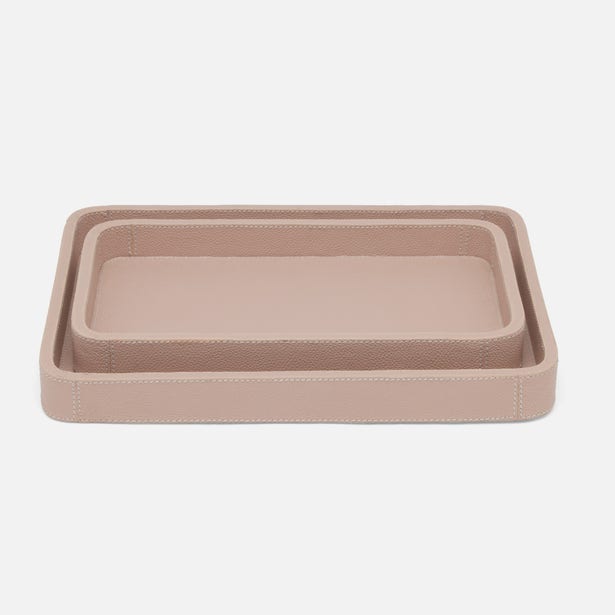 Victoria Nested Trays Leather Dusty Rose
