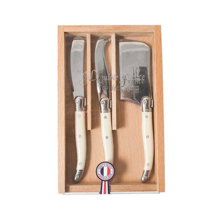 Laguiole Mini Ivory Cheese Set In Wooden Box