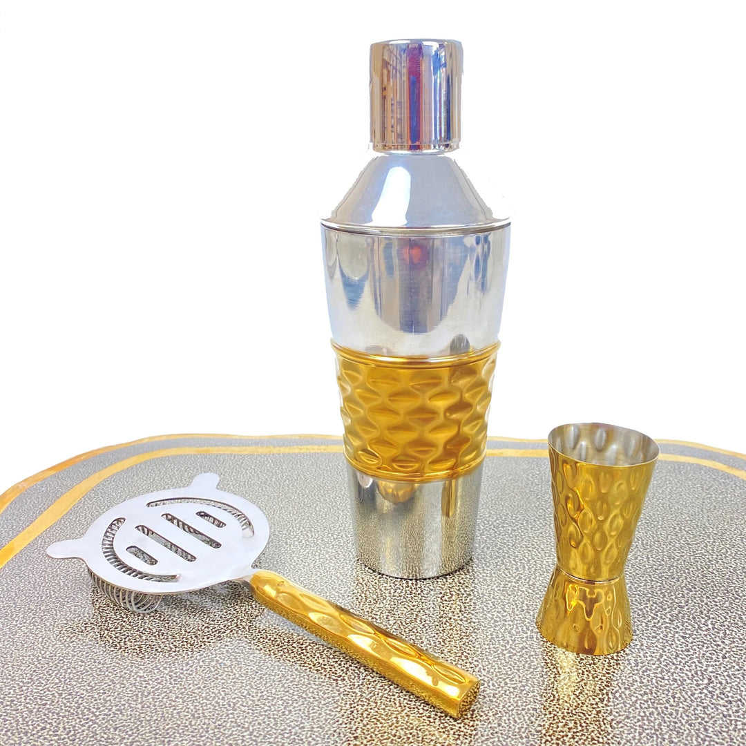 Truro Gold Strainer & Cocktail Shaker Set By Michael Wainwright