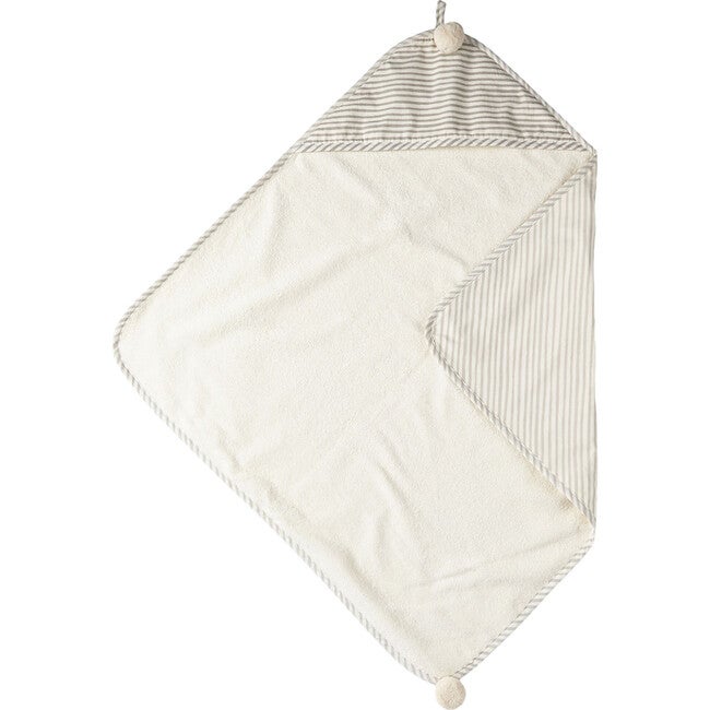 Hooded Towel Stripes Away Grey By PEHR