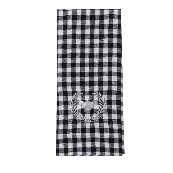 Black Checkered Bumble Bee Tea Towel