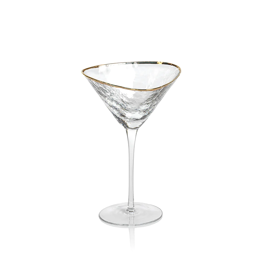 Aperitivo Triangular Martini Glass Clear With Gold Rim