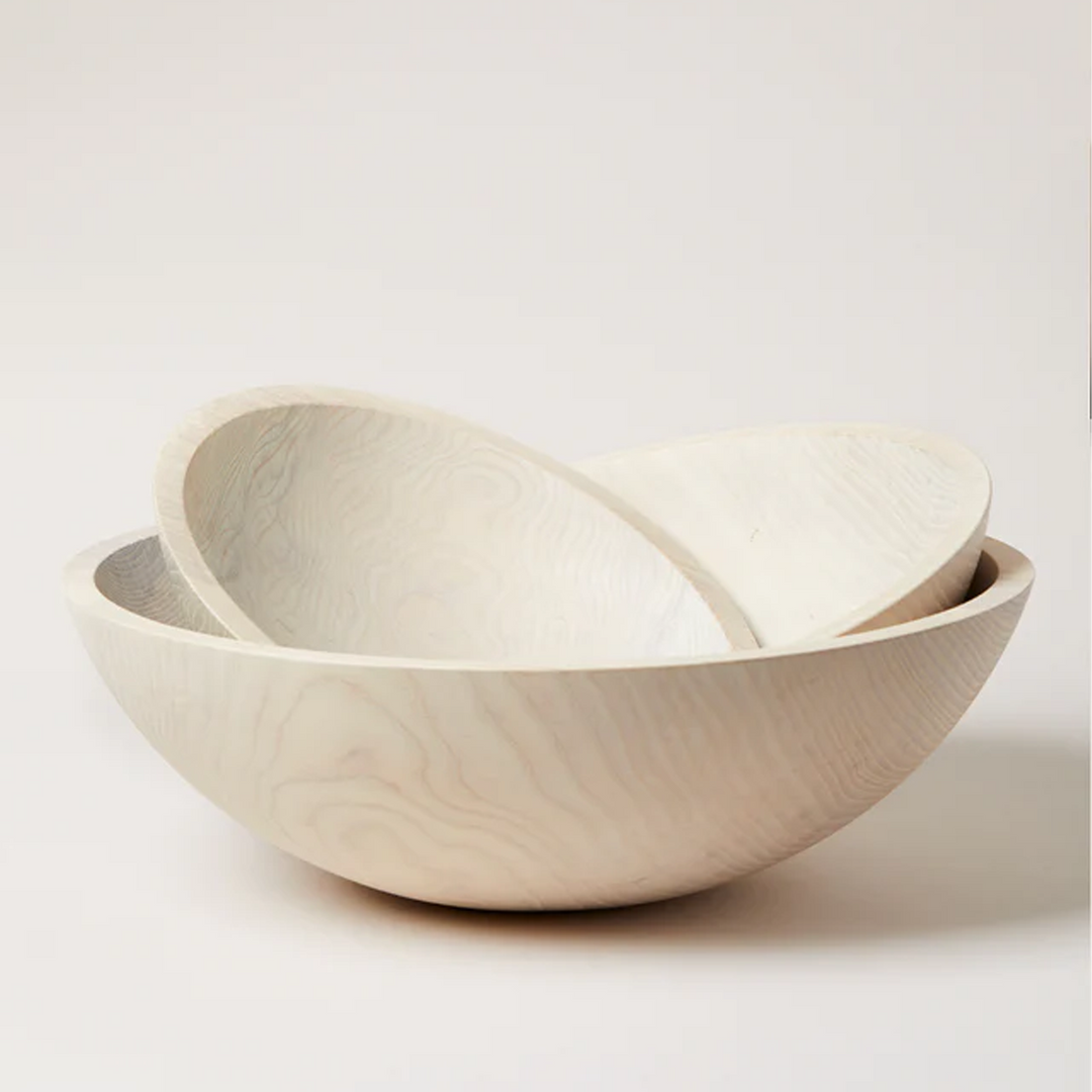 White Crafted Wooden Bowl 17in