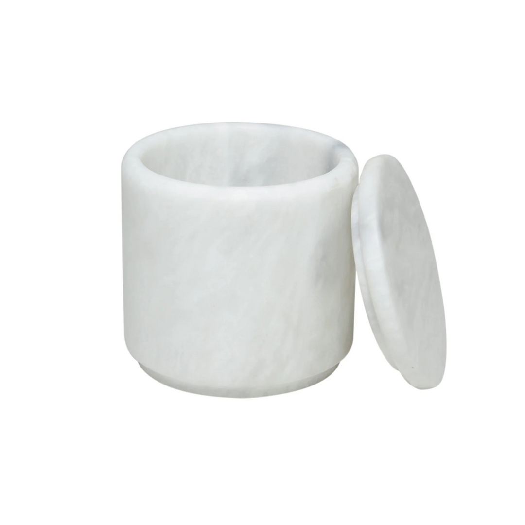 Eris Marble Canister With Lid Pearl White