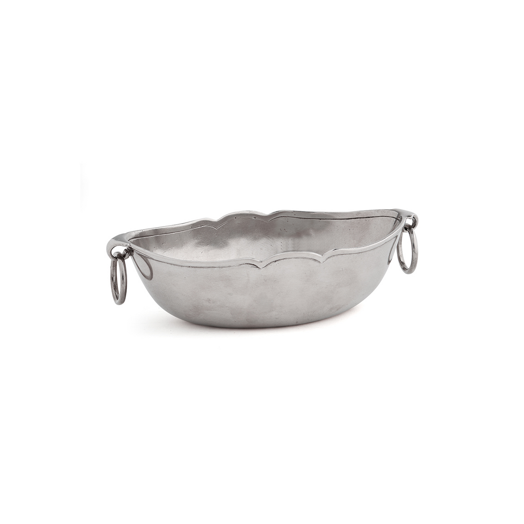 Peltro Oval Pewter Bowl With Rings